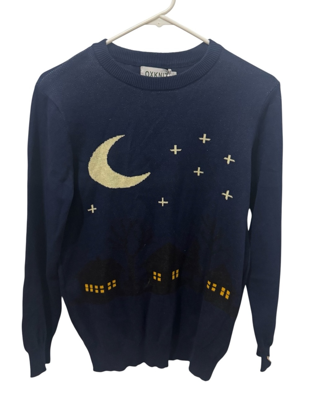 Oxknit Starry Night Halloween Sweater Small